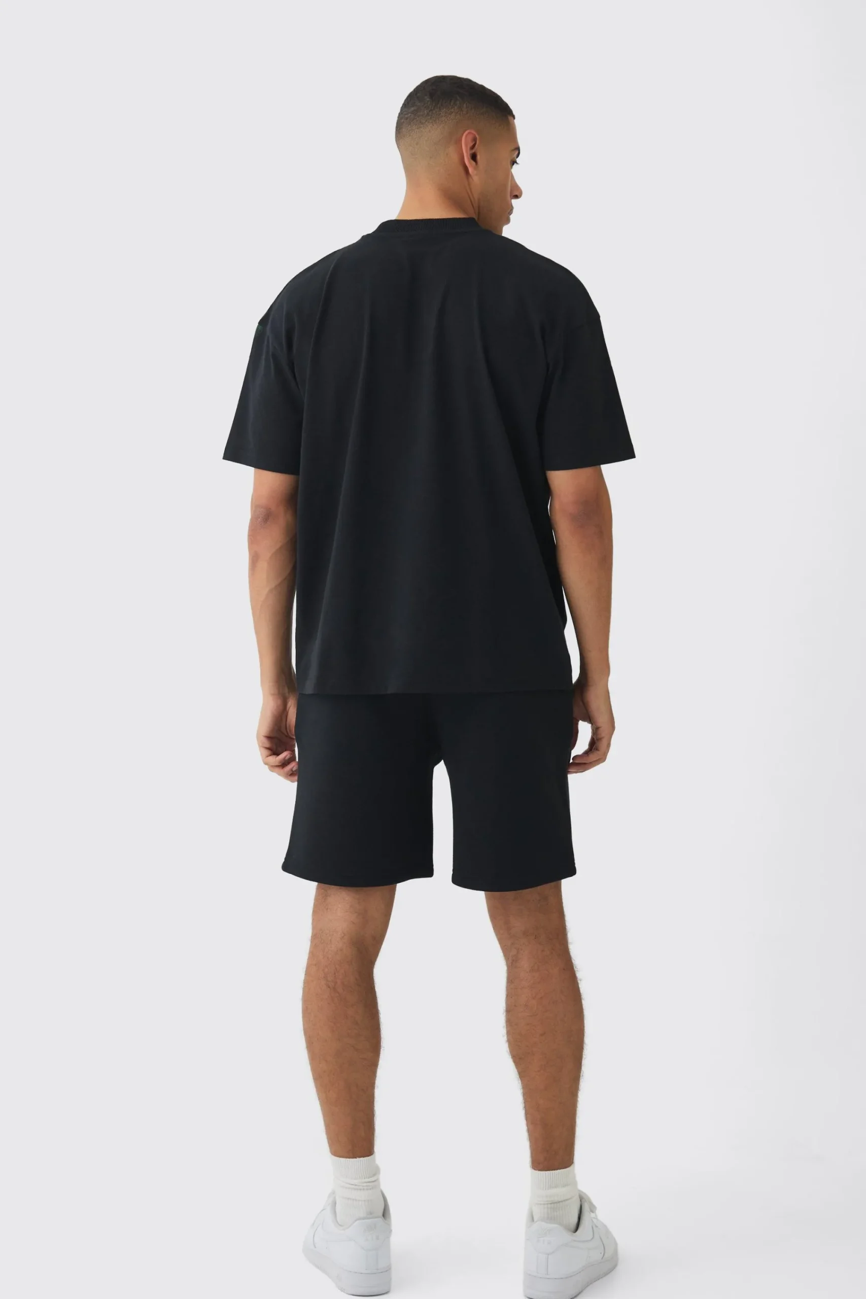 boohooMAN Oversized Extended Neck Gothic Man Graffiti Spray T-shirt And Shorts Set | UK| Shorts|Sets & Co-Ords