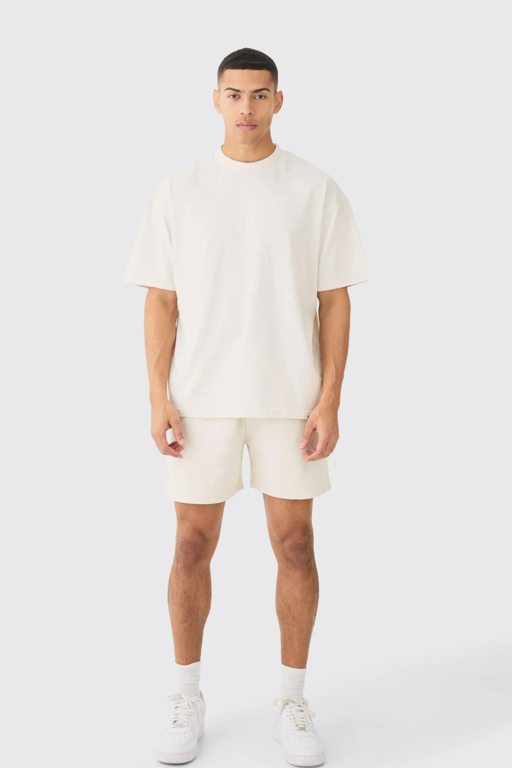 boohooMAN Oversized Extended Neck Heavyweight T-shirt & Shorts Set | UK| Sets & Co-Ords|Tracksuits