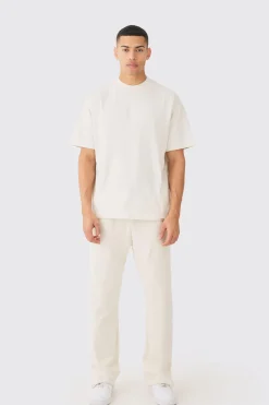 boohooMAN Oversized Extended Neck Heavyweight Tee And Jogger Set | UK| Sets & Co-Ords|Tracksuits