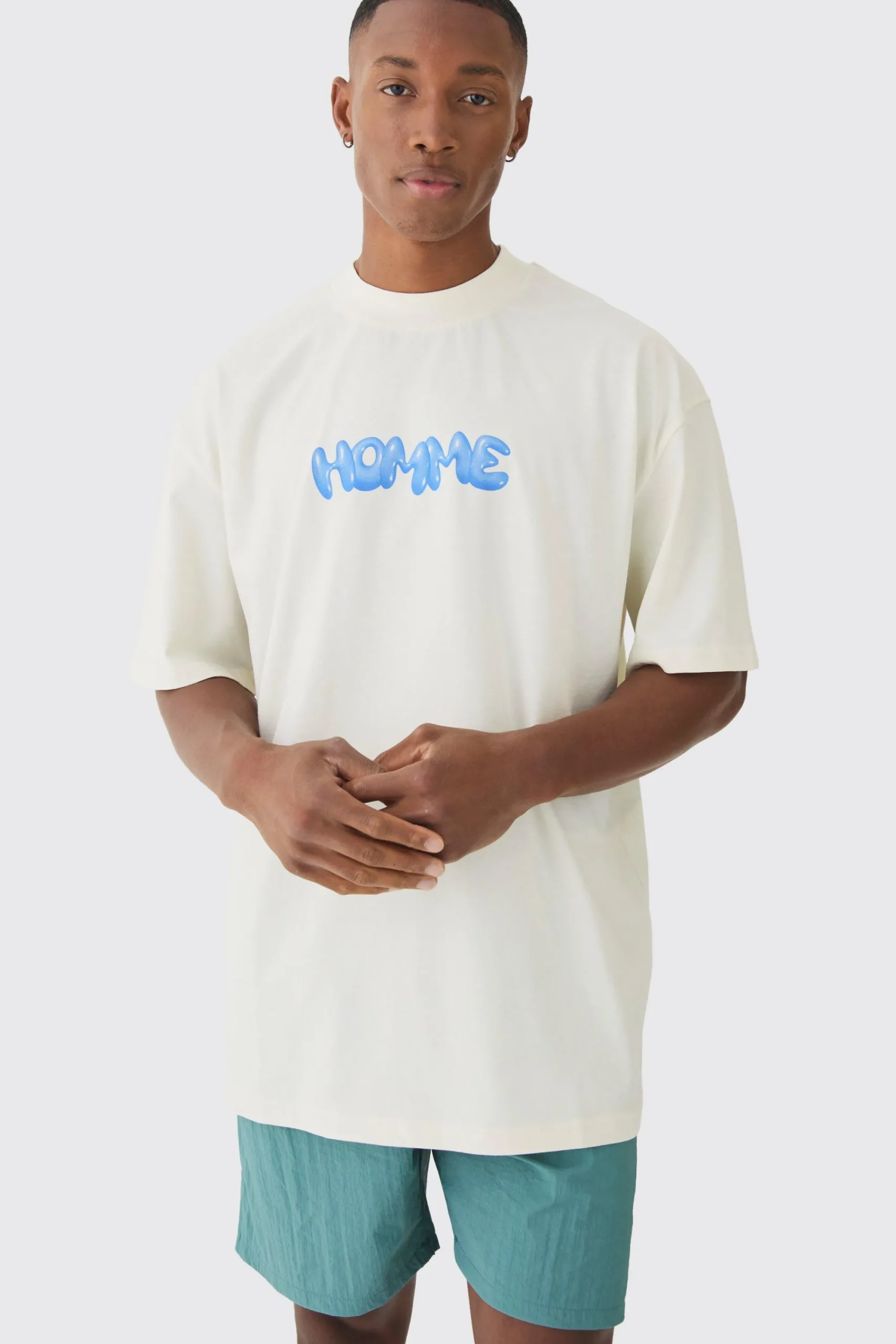 boohooMAN Oversized Extended Neck Homme T-shirt & Swim Short Set | UK| Sets & Co-Ords|Tracksuits