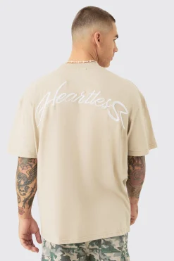 Oversized Extended Neck Heavyweight Slogan T-shirt | UK^boohooMAN Outlet