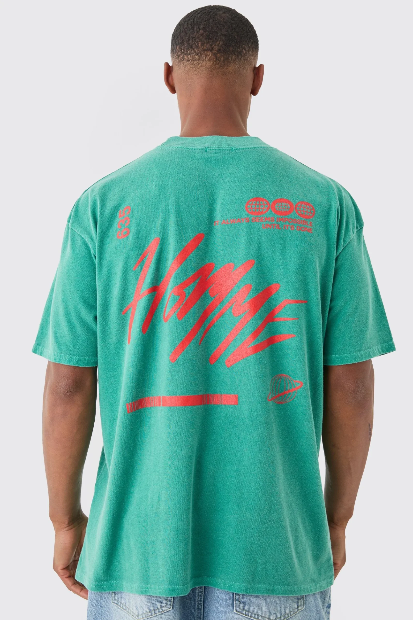 Oversized Extended Neck Homme Wash T-shirt | UK^boohooMAN Outlet