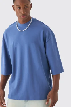 Oversized Extended Neck Heavy Interlock World Back Print T-shirt | UK^boohooMAN Sale