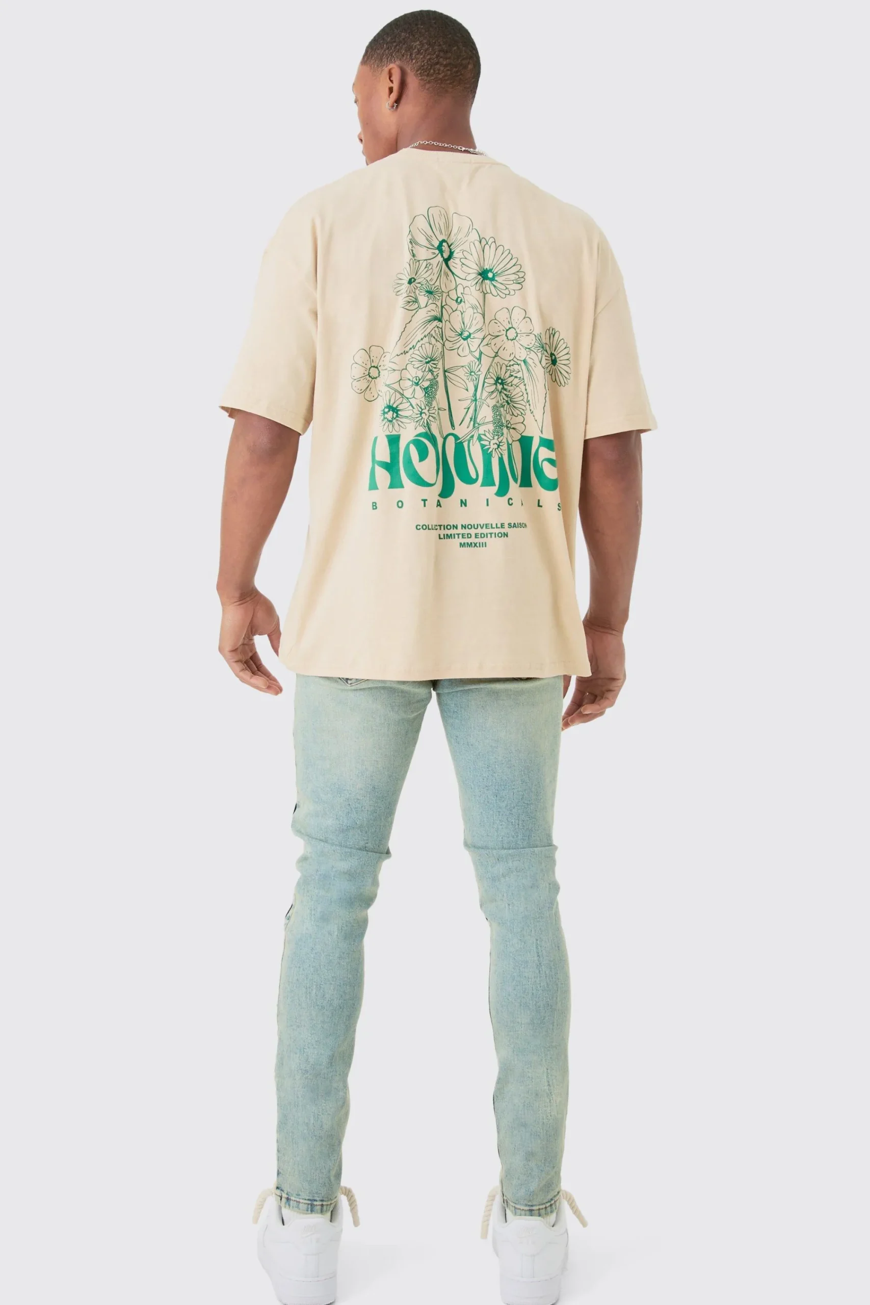 Oversized Extended Neck Homme Back Print T-shirt | UK^boohooMAN Online