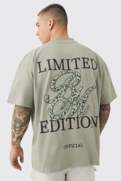 Oversized Extended Neck Heavyweight Leopard Applique T-shirt | UK^boohooMAN Online