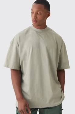 Oversized Extended Neck Heavyweight Back Embroidered T-shirt | UK^boohooMAN Hot