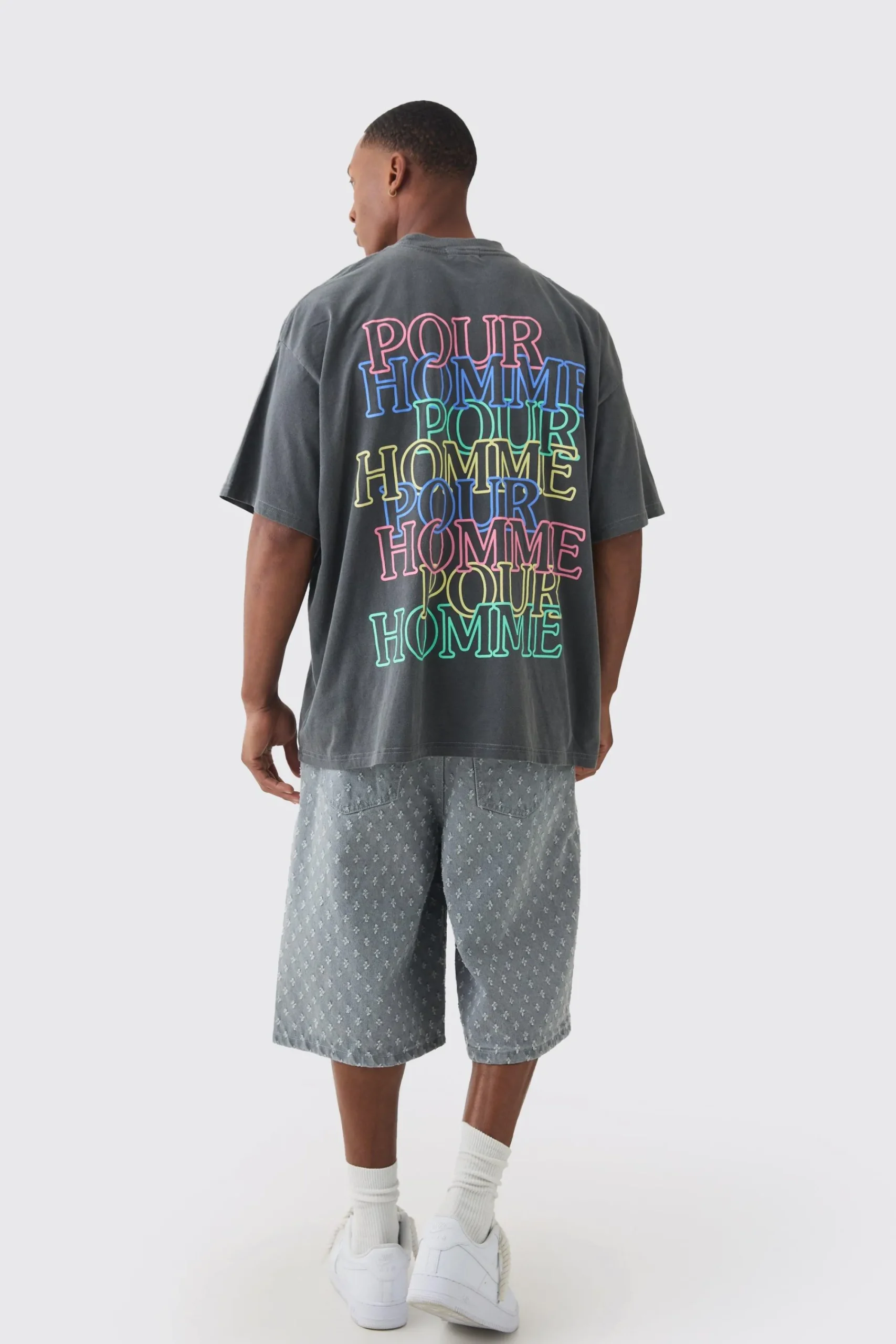Oversized Extended Neck Homme Wash Print T-shirt | UK^boohooMAN