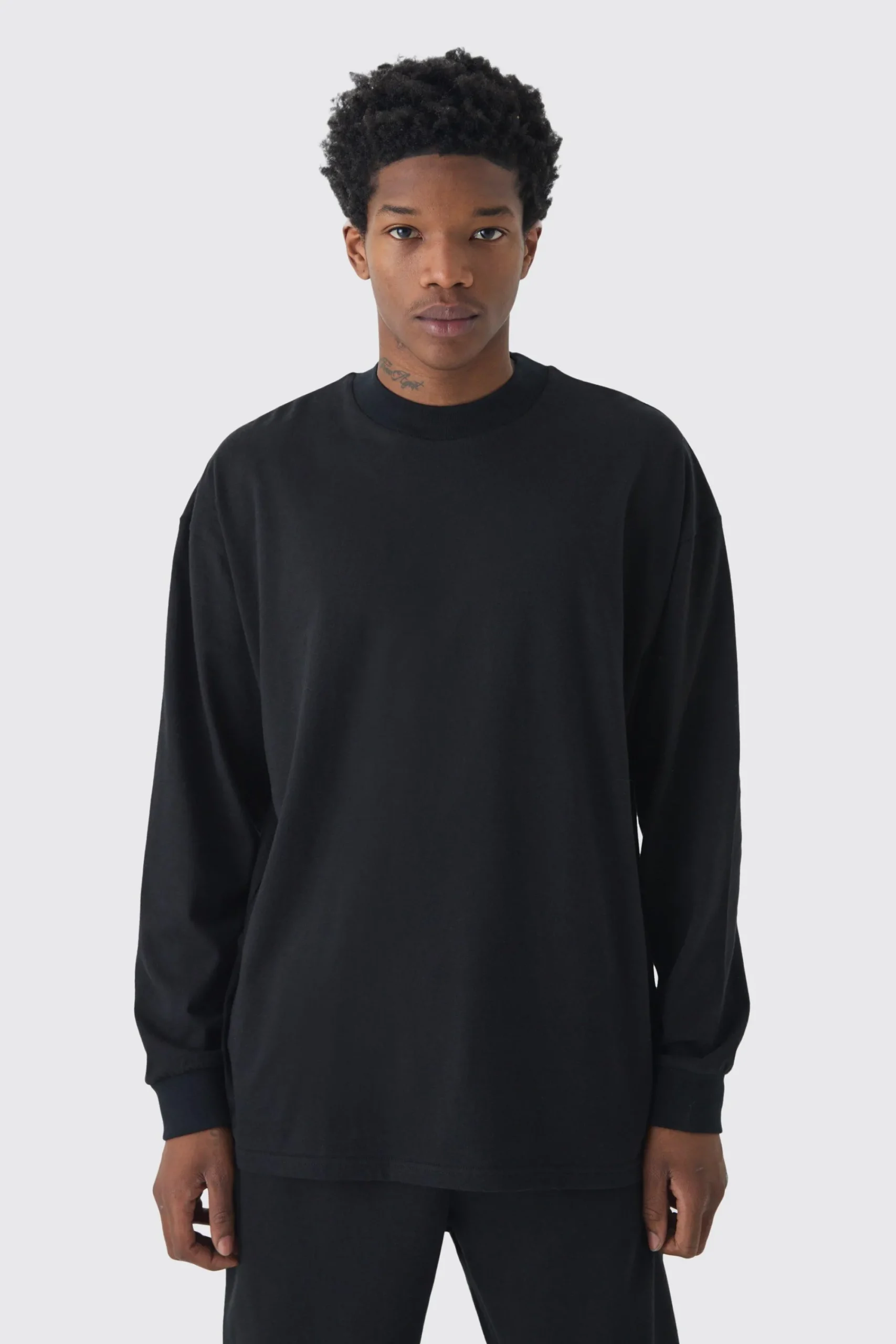 Oversized Extended Neck Heavyweight Long Sleeve T-shirt | UK^boohooMAN Discount