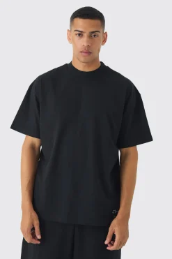 Oversized Extended Neck Heavyweight Woven Tab T-shirt | UK^boohooMAN Hot