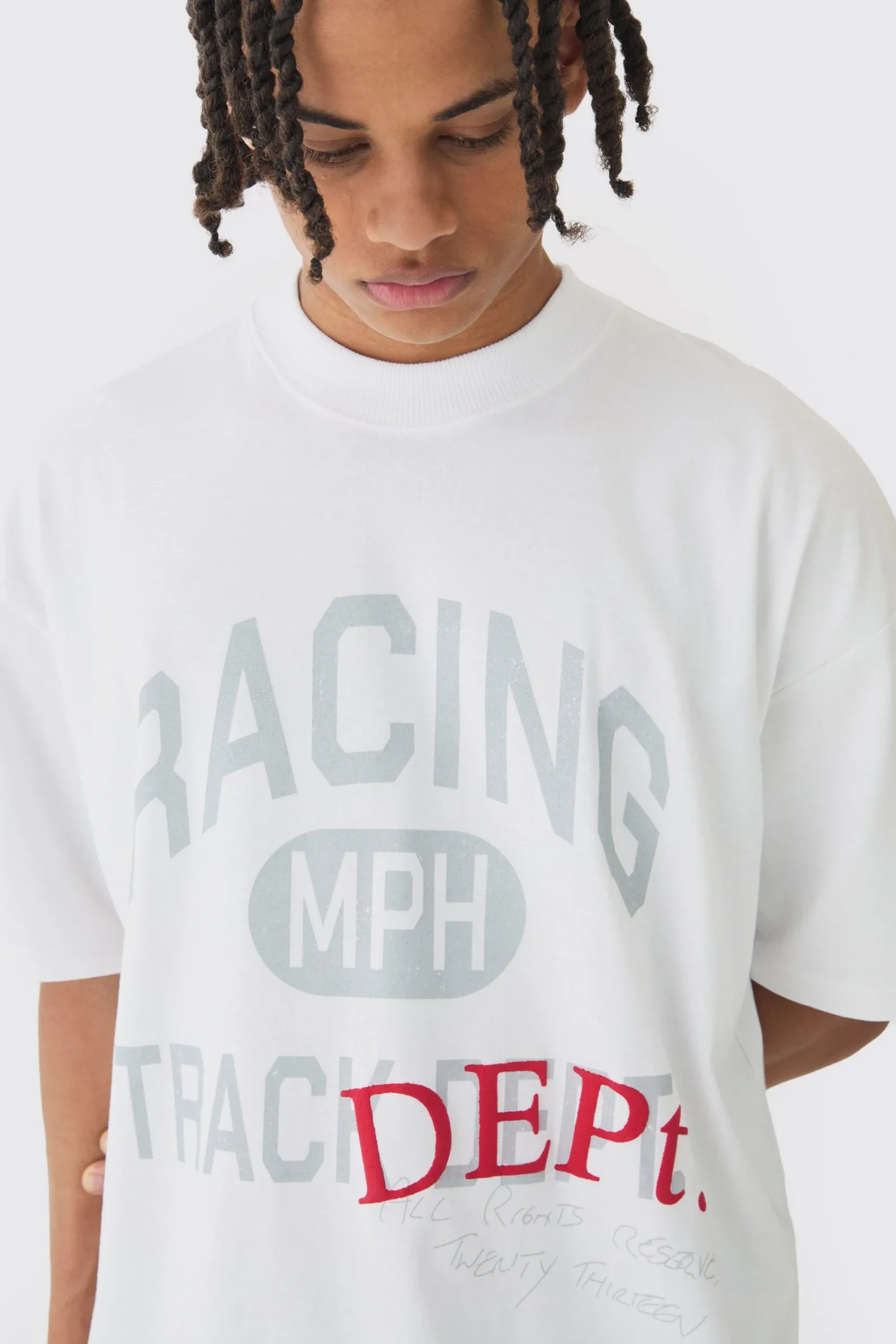Oversized Extended Neck Heavy Racing T-shirt | UK^boohooMAN Hot