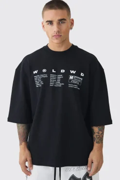 Oversized Extended Neck Interlock Worldwide T-shirt | UK^boohooMAN Best