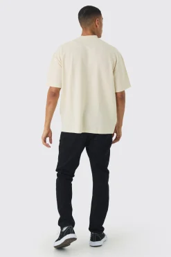 Oversized Extended Neck Jersey Twill Abstract Embroidery T-shirt | UK^boohooMAN Hot