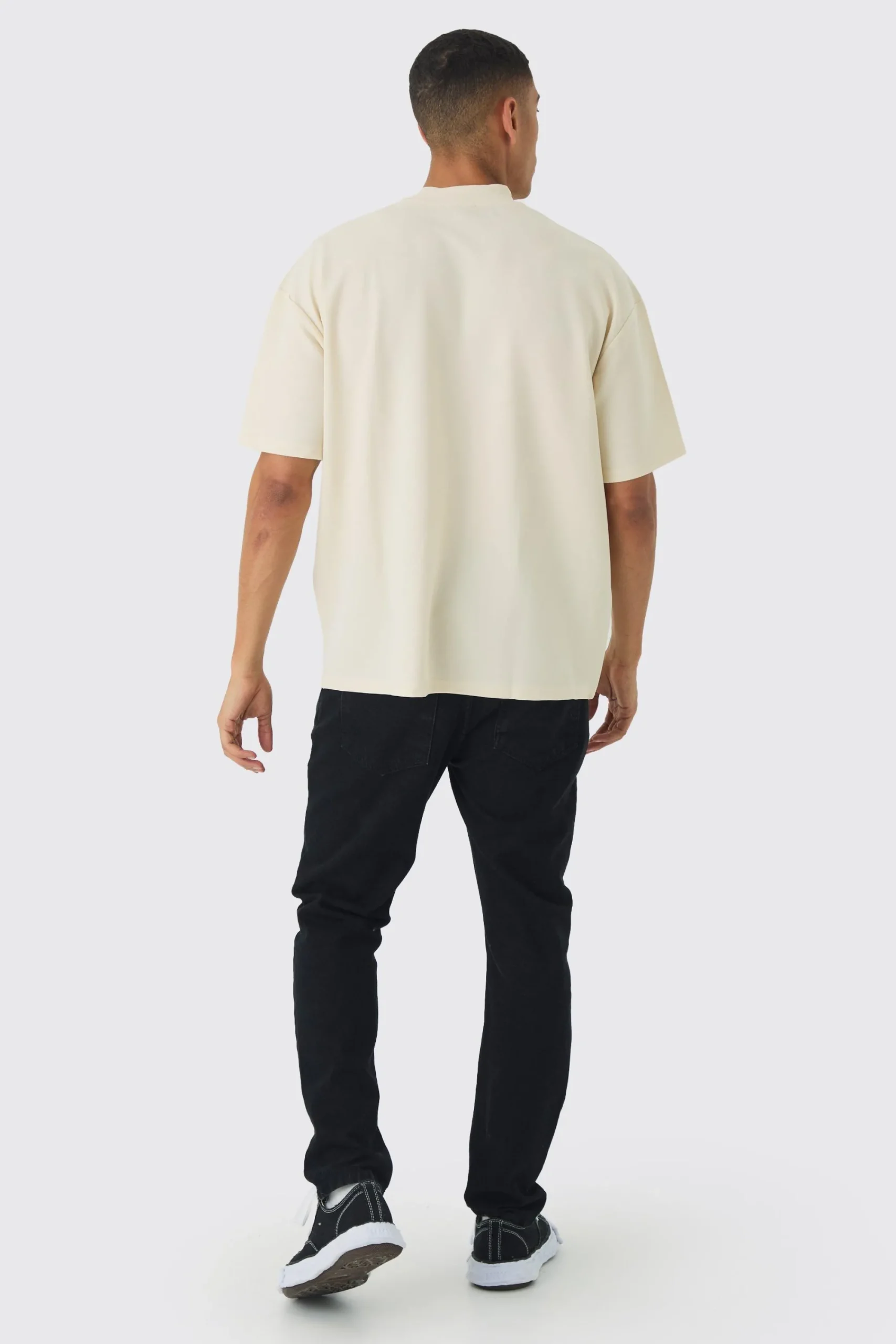 Oversized Extended Neck Jersey Twill Abstract Embroidery T-shirt | UK^boohooMAN Hot