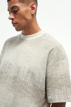 Oversized Extended Neck Jacquard T-shirt | UK^boohooMAN Best