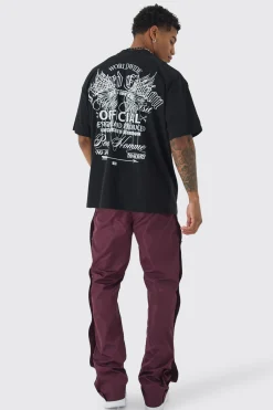 Oversized Extended Neck Limited Edition Back Print T-Shirt | UK^boohooMAN Hot