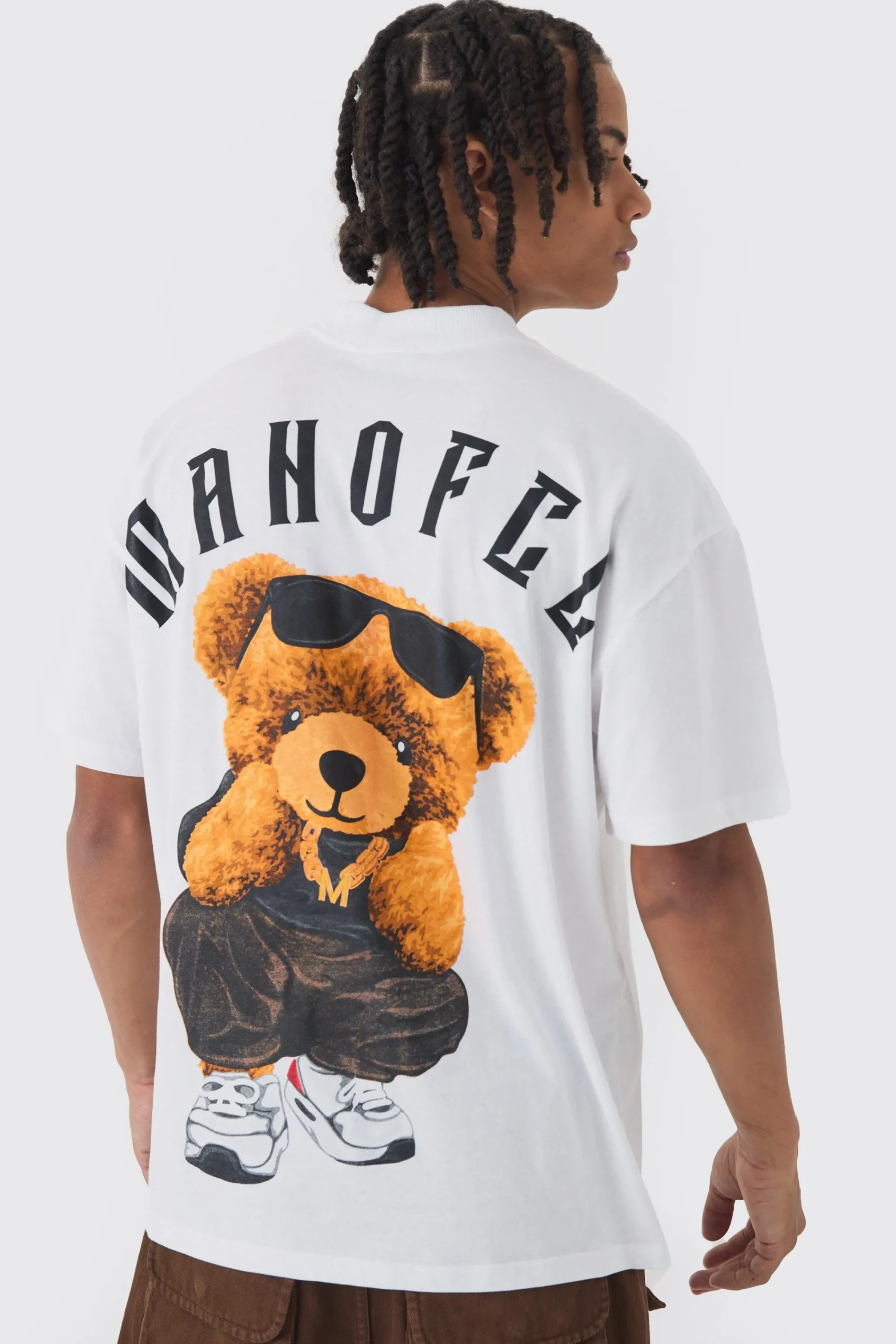 Oversized Extended Neck Large Scale MAN OFCL Teddy Print T-Shirt | UK^boohooMAN