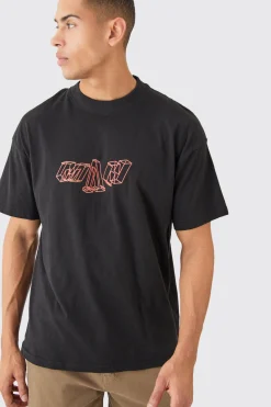 Oversized Extended Neck M Graphic T-shirt | UK^boohooMAN Discount