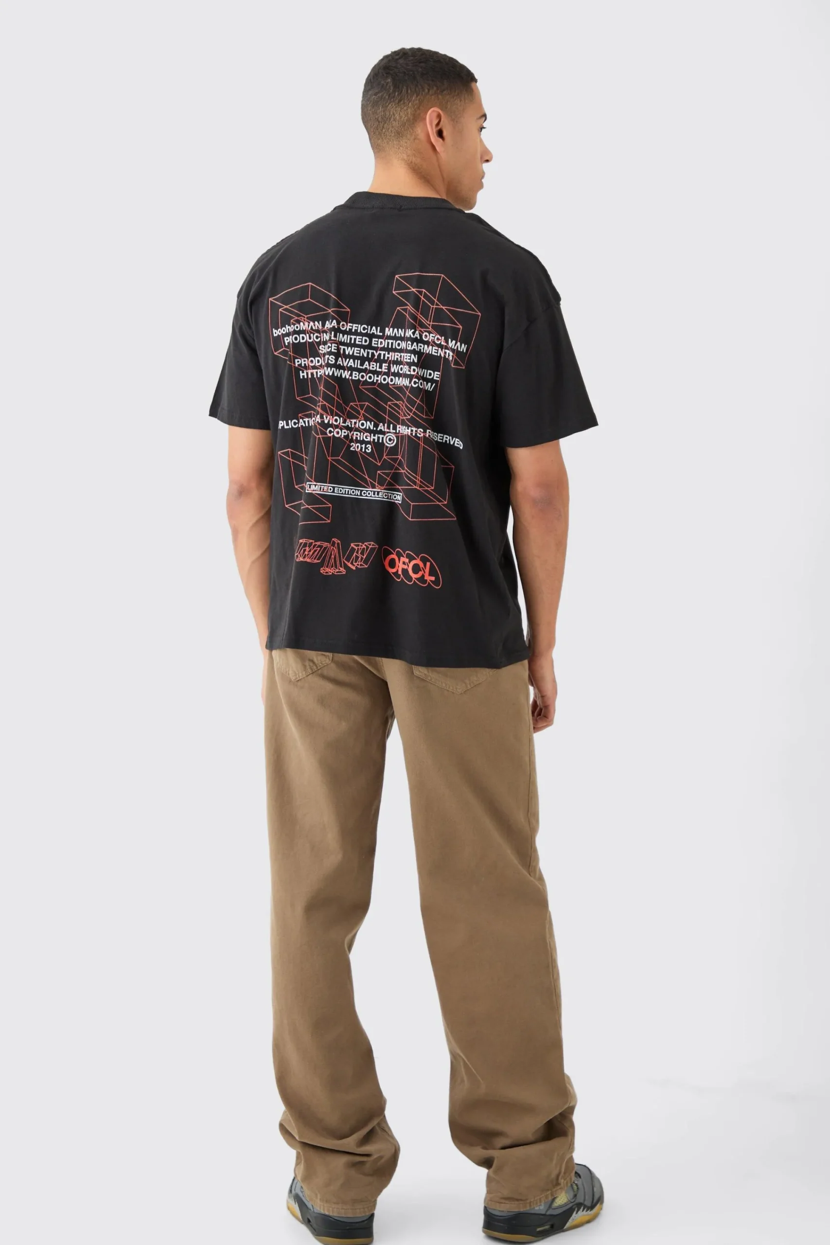 Oversized Extended Neck M Graphic T-shirt | UK^boohooMAN Discount