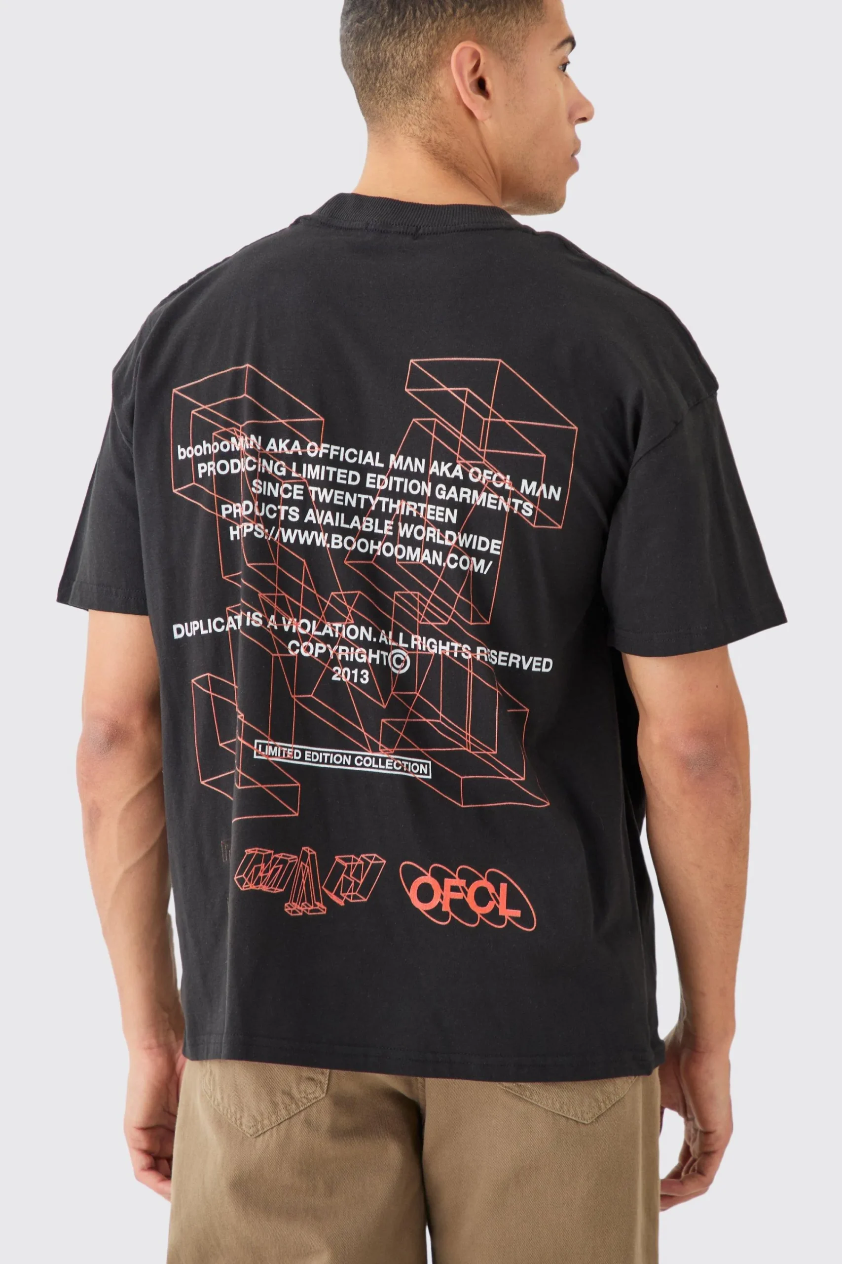 Oversized Extended Neck M Graphic T-shirt | UK^boohooMAN Discount