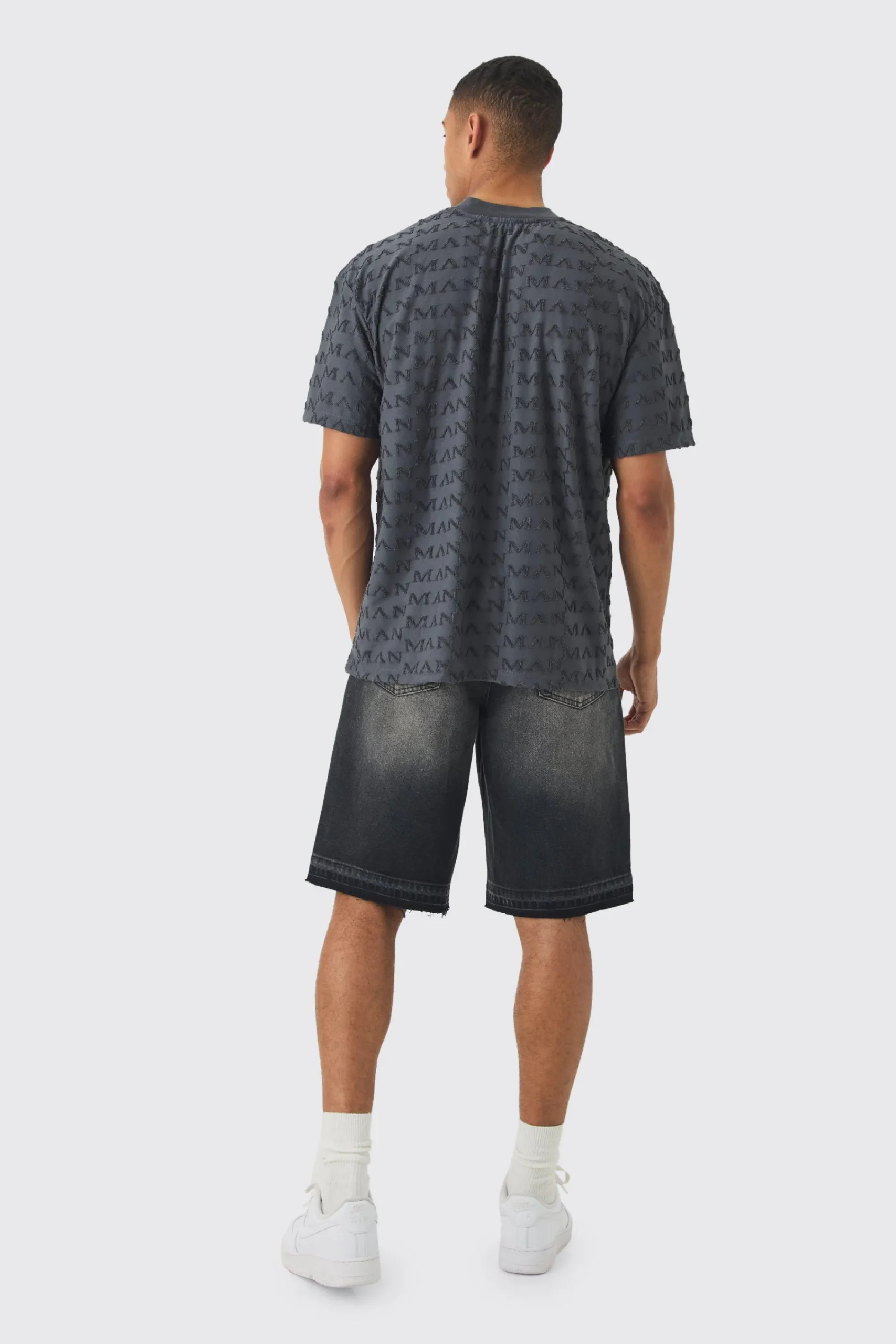 Oversized Extended Neck Man Towelling Jacquard T-shirt | UK^boohooMAN Discount