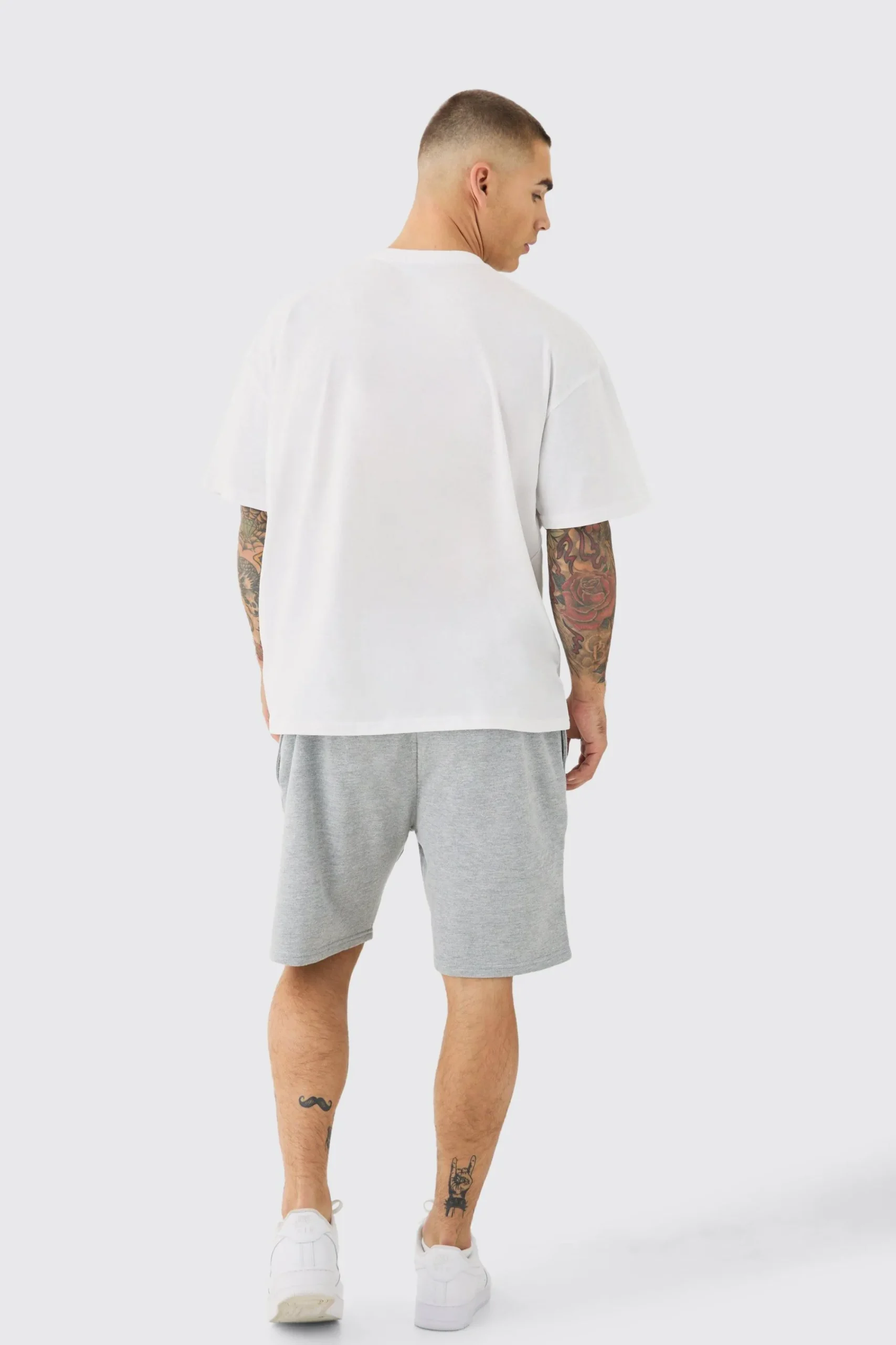boohooMAN Oversized Extended Neck Moon Large Graphic Shorts Set | UK| Sets & Co-Ords|Tracksuits