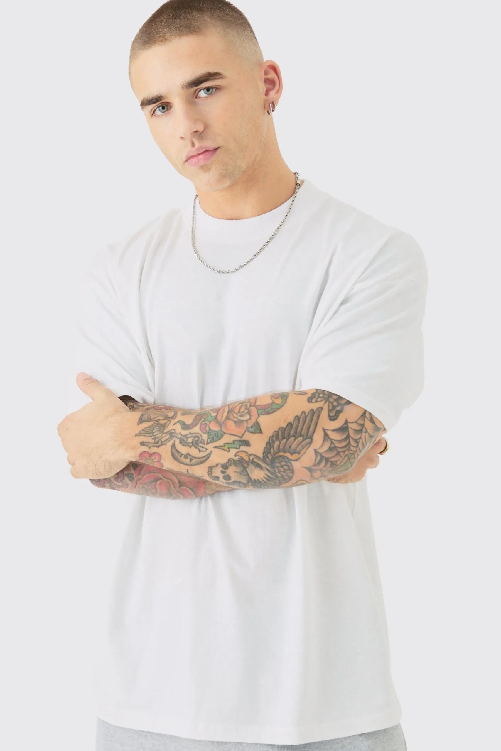 Oversized Extended Neck Mask Graphic Back Print T-shirt | UK^boohooMAN Clearance