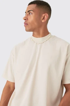 Oversized Extended Neck Ottoman Rib T-shirt | UK^boohooMAN Clearance
