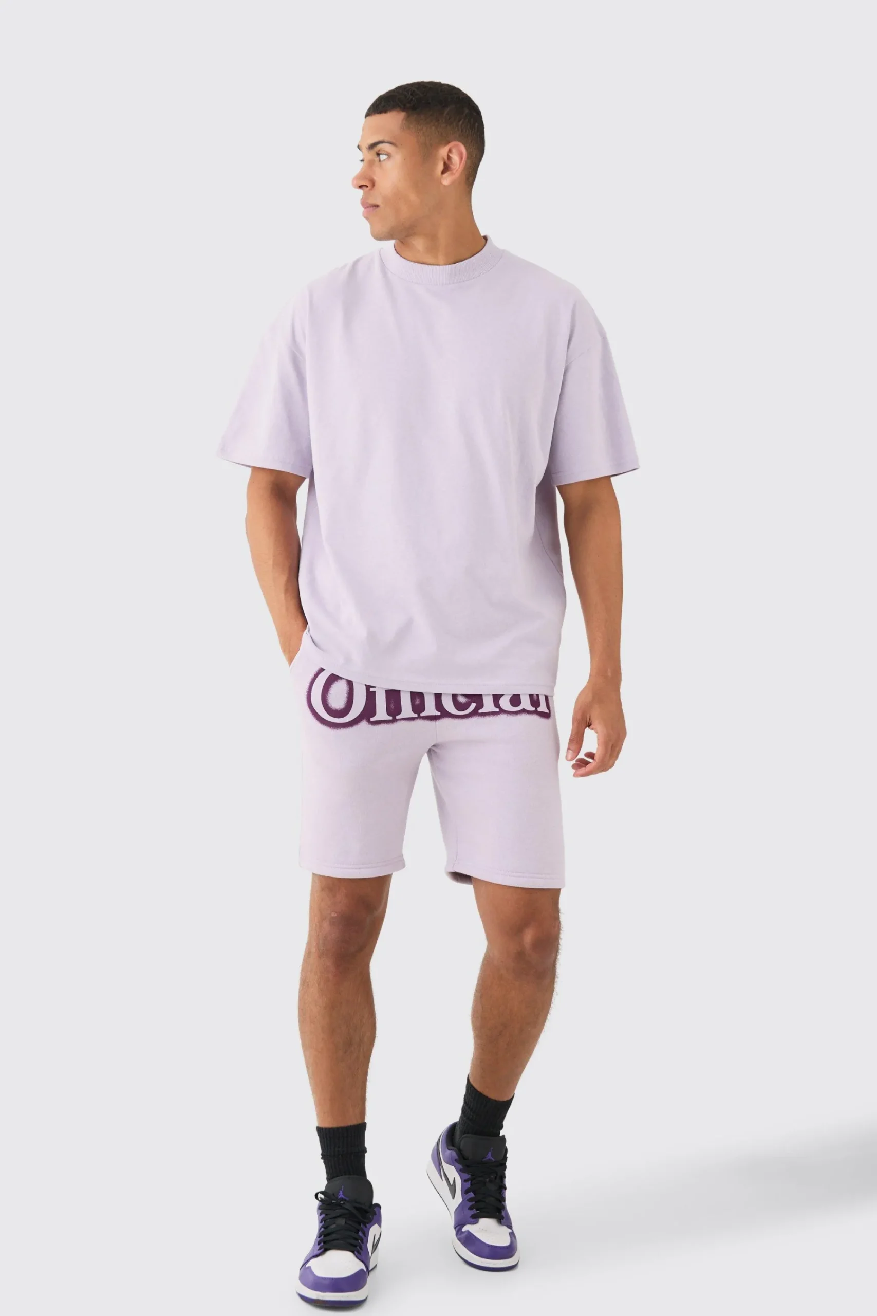 boohooMAN Oversized Extended Neck Official Spray Graffiti T-shirt And Shorts Set | UK| Sets & Co-Ords|Tracksuits