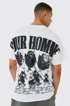 Oversized Extended Neck Over The Seam Rose T-shirt | UK^boohooMAN Discount