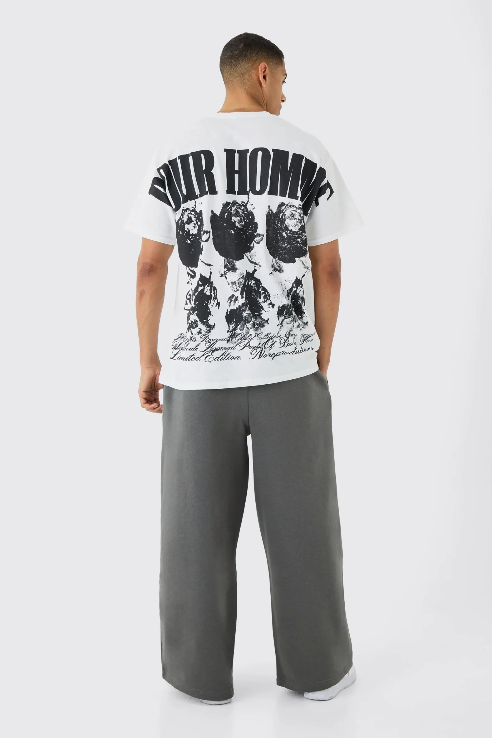 Oversized Extended Neck Over The Seam Rose T-shirt | UK^boohooMAN Discount