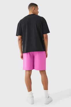 boohooMAN Oversized Extended Neck Raw Hem Skeleton T-shirt And Mesh Shorts Set | UK| Sets & Co-Ords|Tracksuits