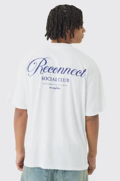 Oversized Extended Neck Reconnect Back Print T-Shirt | UK^boohooMAN Hot