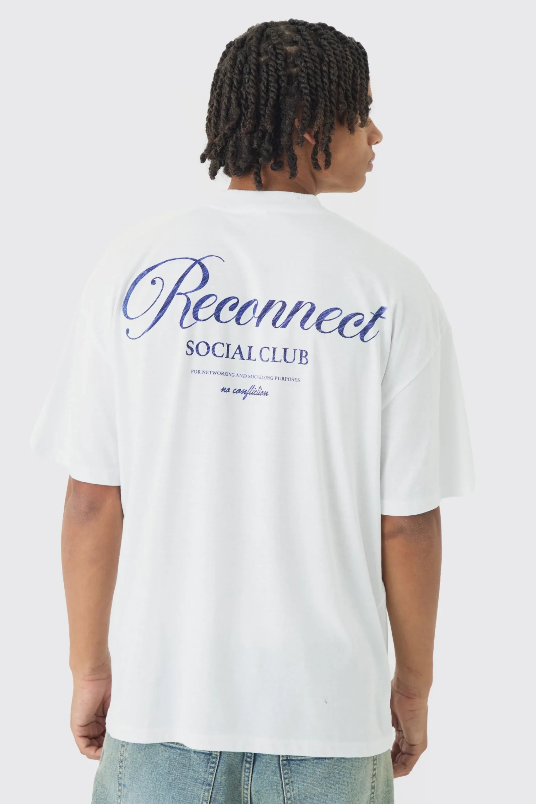Oversized Extended Neck Reconnect Back Print T-Shirt | UK^boohooMAN Hot