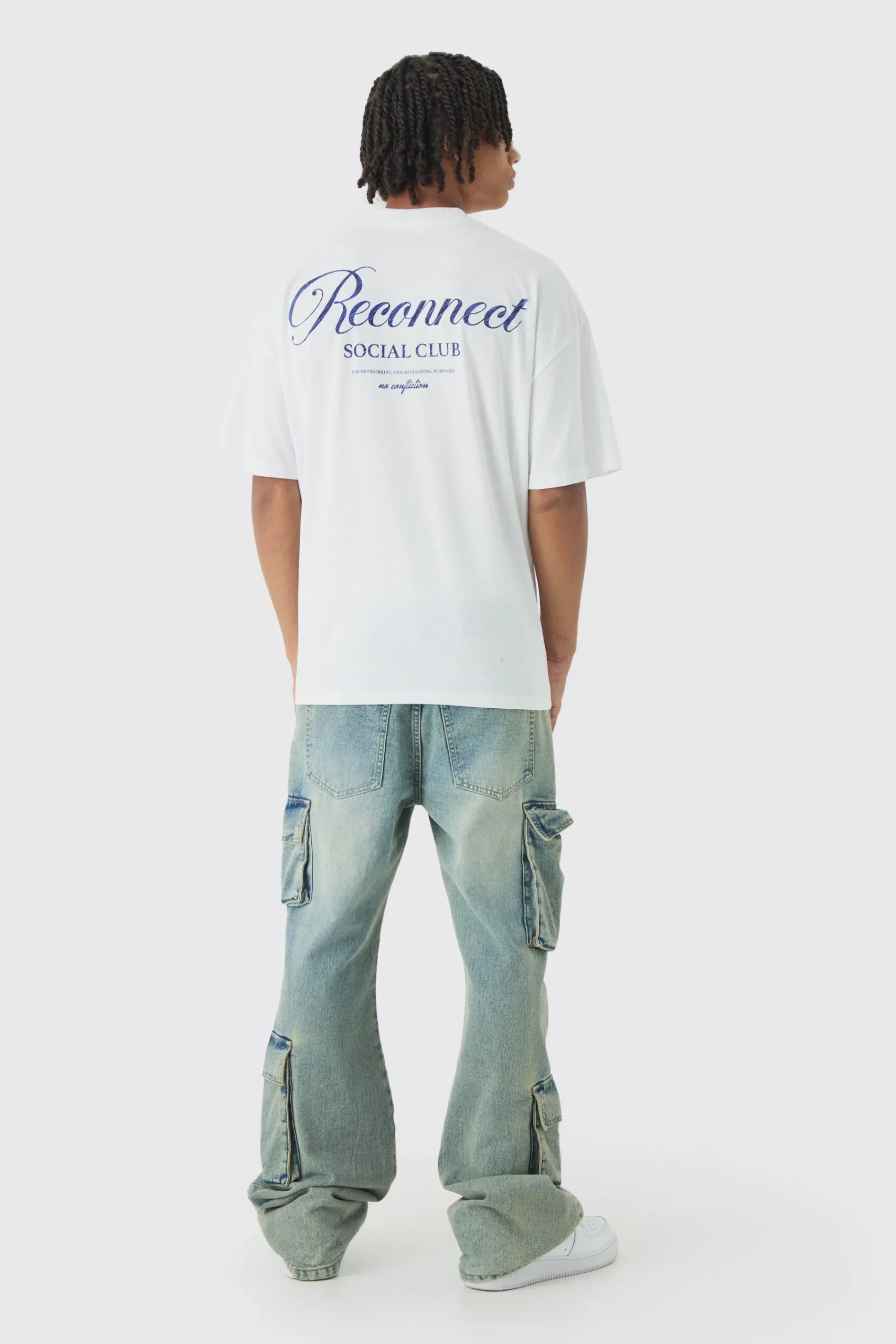 Oversized Extended Neck Reconnect Back Print T-Shirt | UK^boohooMAN Hot
