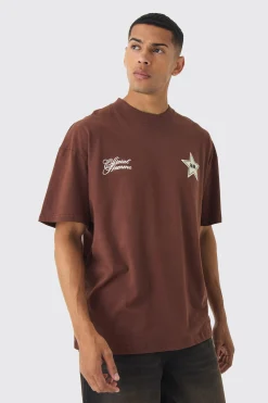Oversized Extended Neck Renaissance Back Print T-Shirt | UK^boohooMAN Outlet