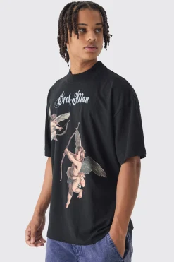 Oversized Extended Neck Renaissance Print T-Shirt | UK^boohooMAN Best