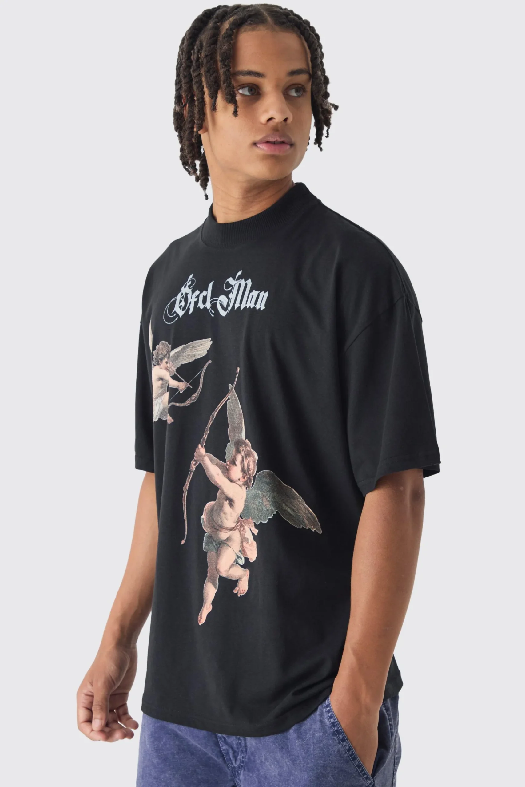 Oversized Extended Neck Renaissance Print T-Shirt | UK^boohooMAN Best