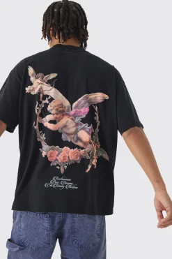 Oversized Extended Neck Renaissance Print T-Shirt | UK^boohooMAN Best