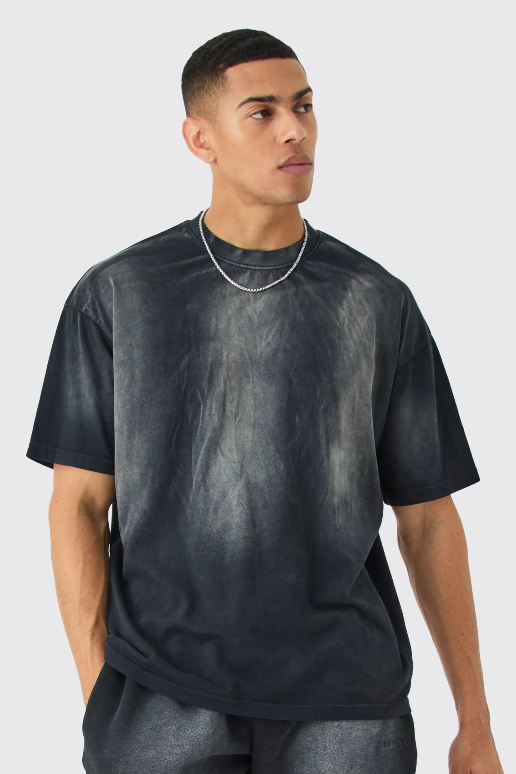 Oversized Extended Neck Sun Bleach T-shirt | UK^boohooMAN Discount