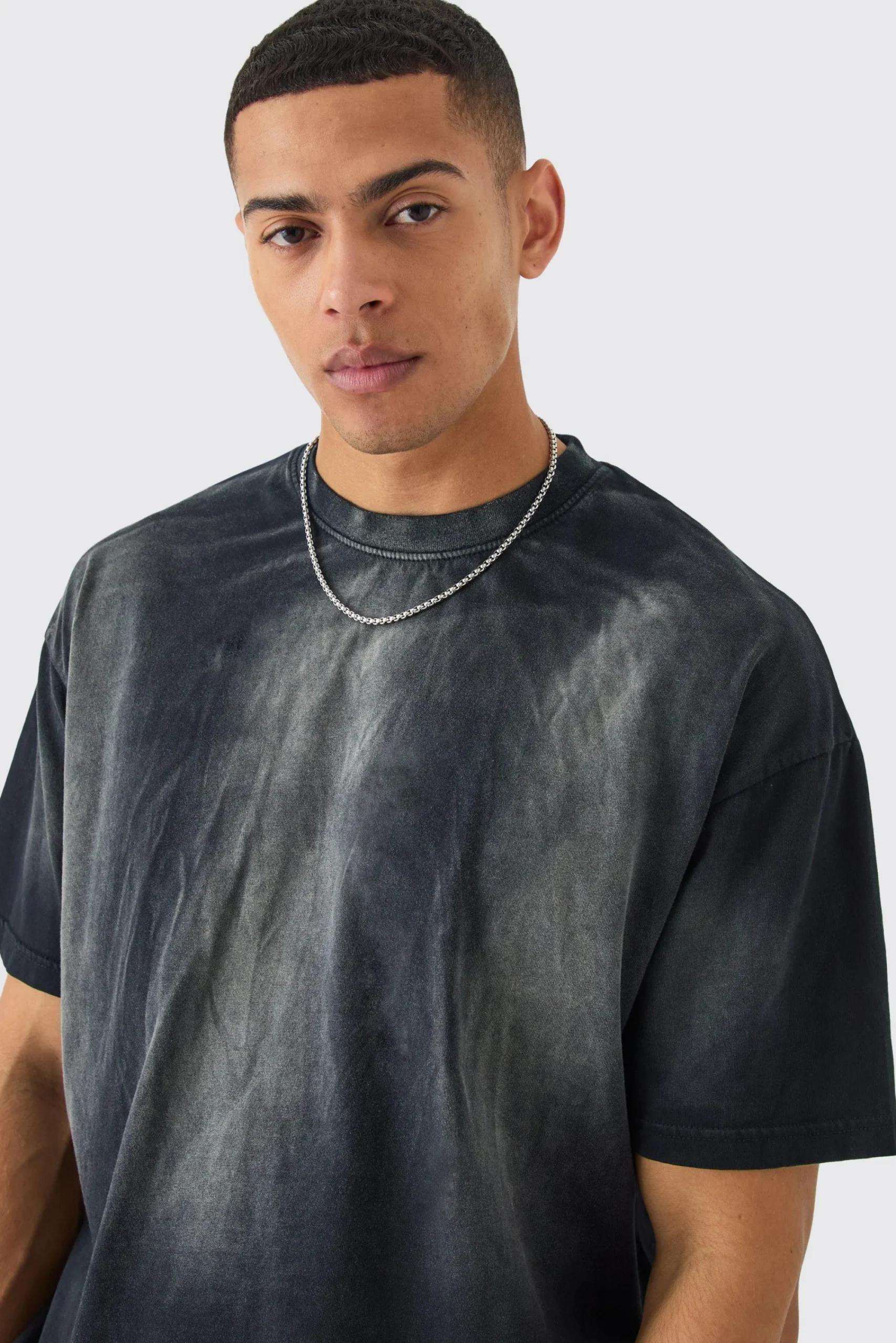Oversized Extended Neck Sun Bleach T-shirt | UK^boohooMAN Discount
