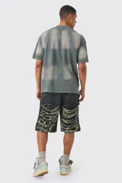 Oversized Extended Neck Sun Bleach T-shirt | UK^boohooMAN Sale