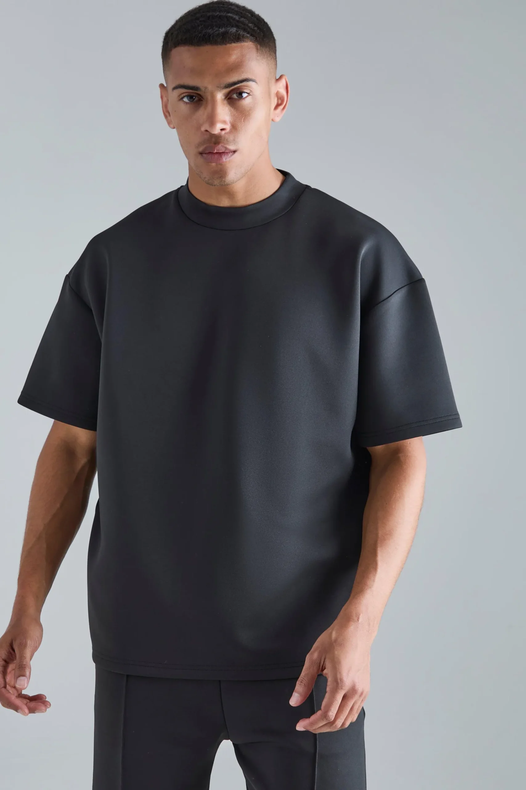 Oversized Extended Neck Scuba T-shirt | UK^boohooMAN