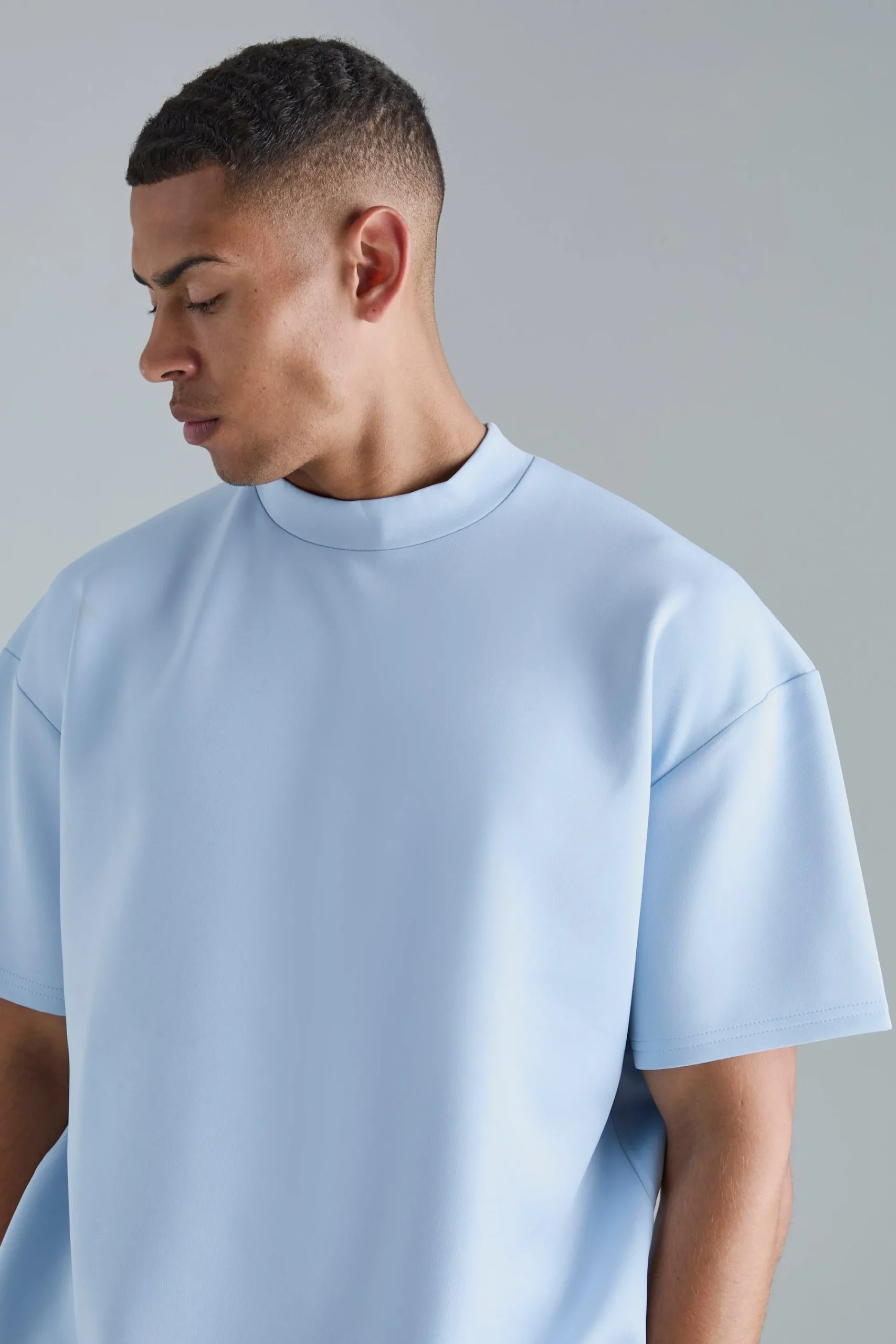 Oversized Extended Neck Scuba T-shirt | UK^boohooMAN Discount