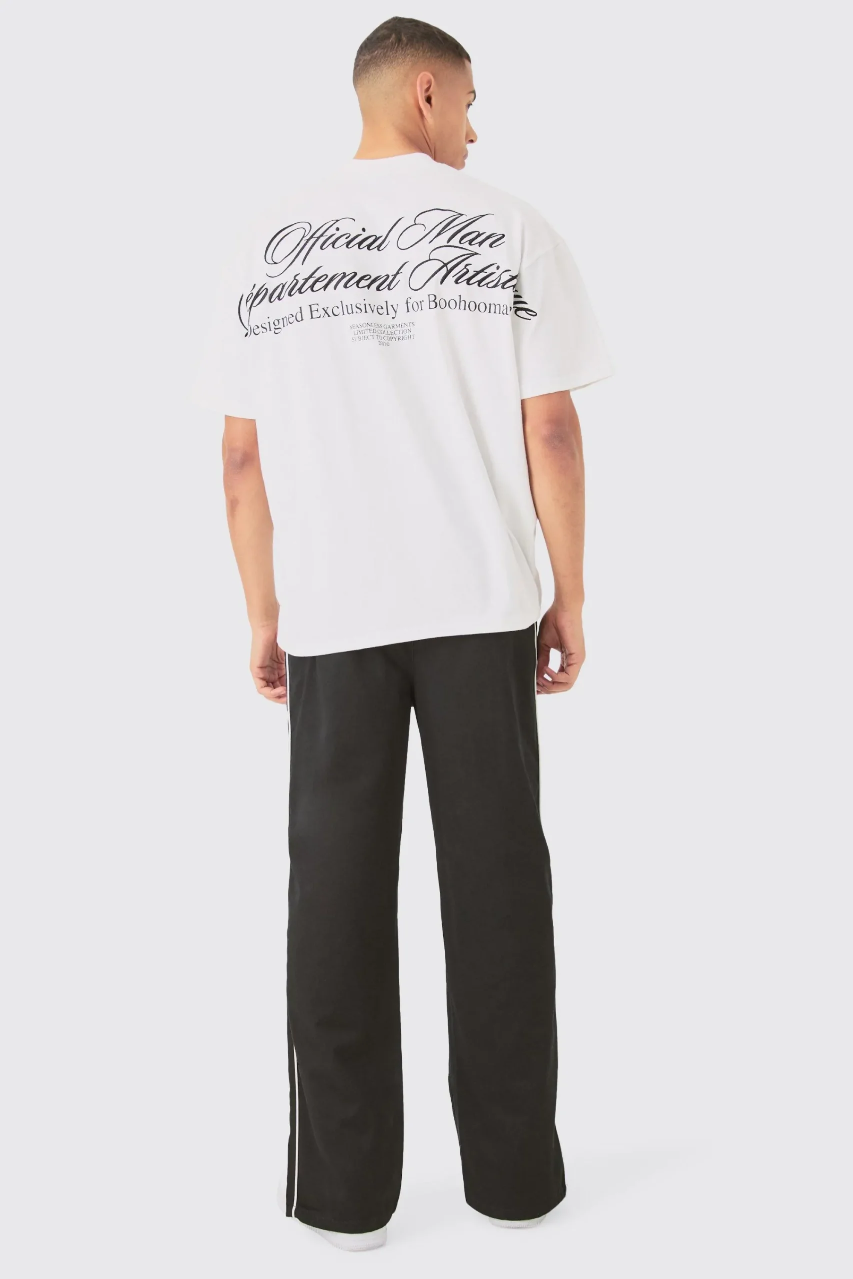 Oversized Extended Neck Slogan Embroidered Heavyweight T-shirt | UK^boohooMAN Outlet