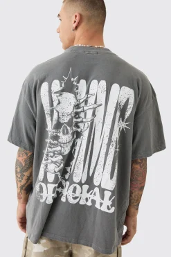 Oversized Extended Neck Skeleton Homme Back Print T-shirt | UK^boohooMAN