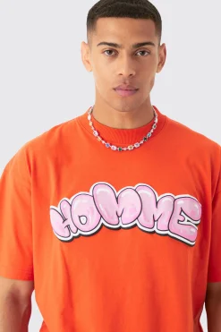 Oversized Extended Neck Teddy Homme Print T-shirt | UK^boohooMAN Discount