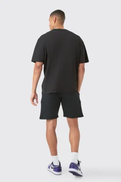 boohooMAN Oversized Extended Neck Teddy Large Graphic Shorts Set | UK| Sets & Co-Ords|Tracksuits