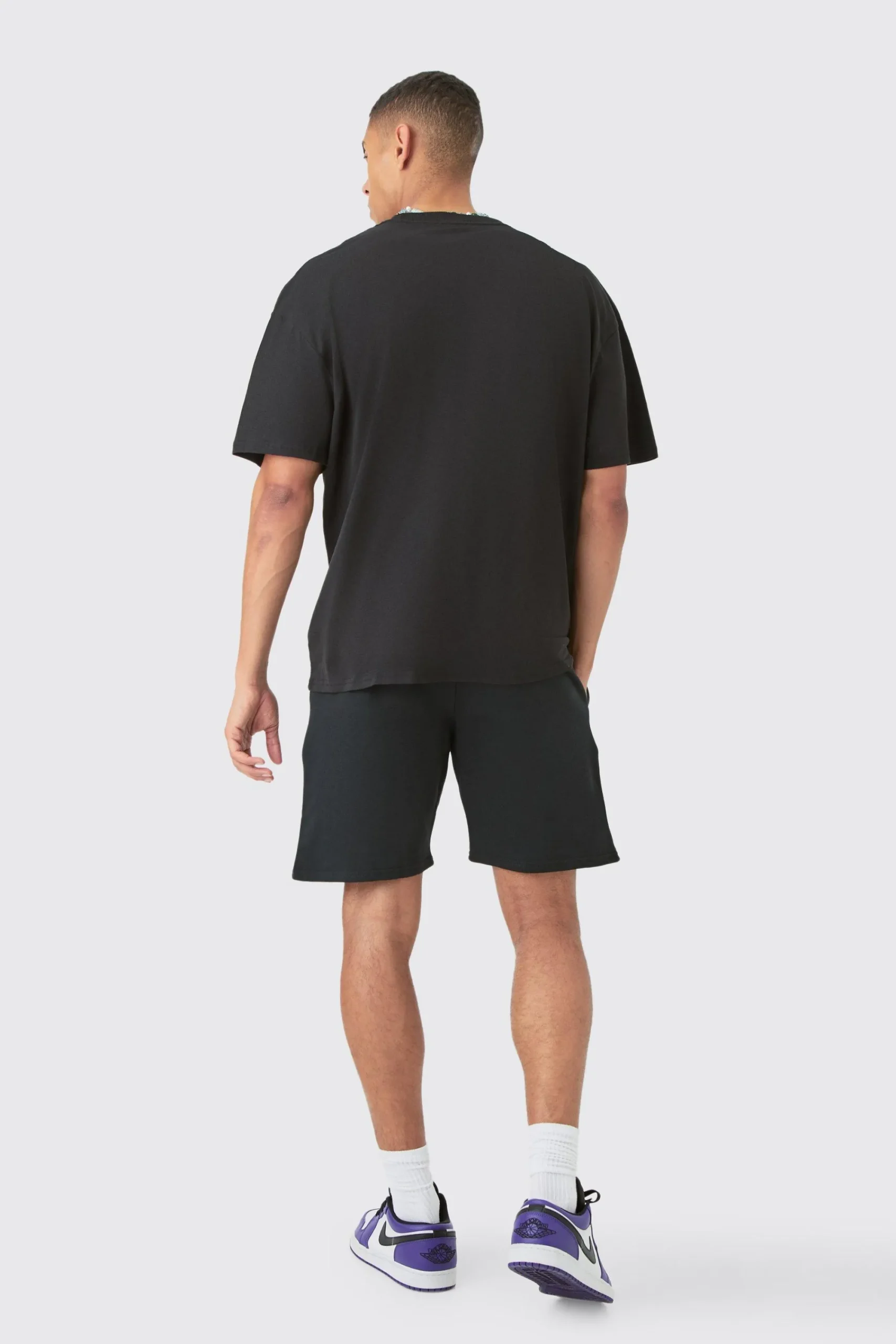 boohooMAN Oversized Extended Neck Teddy Large Graphic Shorts Set | UK| Sets & Co-Ords|Tracksuits