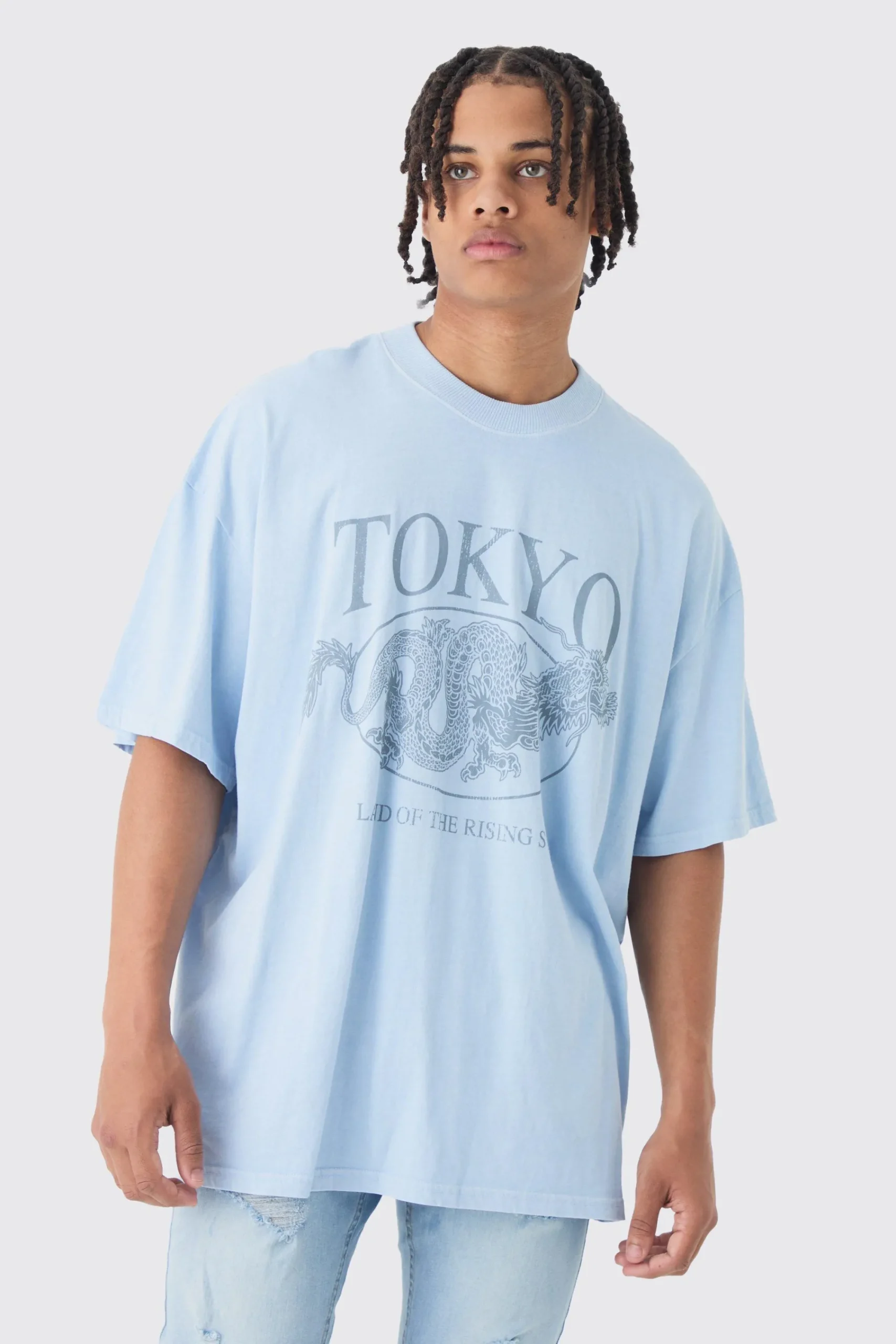 Oversized Extended Neck Tokyo T-shirt | UK^boohooMAN Sale