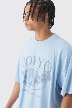 Oversized Extended Neck Tokyo T-shirt | UK^boohooMAN Sale